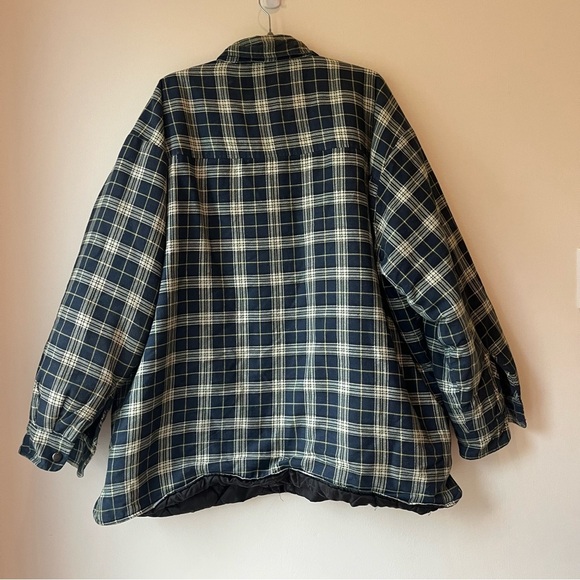 West 353 Quilted Flannel Shirt Jacket XXL Plaid Blue Lined Snap Button Workwear - Picture 11 of 12